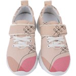 Pink Pattern Line Art Texture Minimalist Design Kids  Velcro Strap Shoes