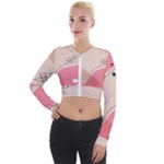 Pink Pattern Line Art Texture Minimalist Design Long Sleeve Cropped Velvet Jacket