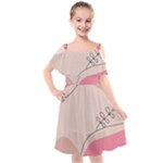 Pink Pattern Line Art Texture Minimalist Design Kids  Cut Out Shoulders Chiffon Dress