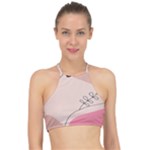 Pink Pattern Line Art Texture Minimalist Design Halter Bikini Top
