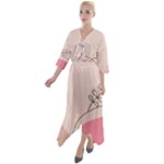 Pink Pattern Line Art Texture Minimalist Design Quarter Sleeve Wrap Front Maxi Dress