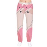 Pink Pattern Line Art Texture Minimalist Design Women Velvet Drawstring Pants