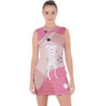 Pink Pattern Line Art Texture Minimalist Design Lace Up Front Bodycon Dress