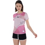 Pink Pattern Line Art Texture Minimalist Design Back Circle Cutout Sports T-Shirt