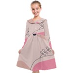 Pink Pattern Line Art Texture Minimalist Design Kids  Midi Sailor Dress