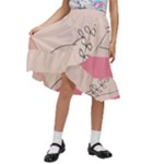 Pink Pattern Line Art Texture Minimalist Design Kids  Ruffle Flared Wrap Midi Skirt