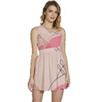 Pink Pattern Line Art Texture Minimalist Design Sleeveless High Waist Mini Dress