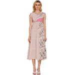 Pink Pattern Line Art Texture Minimalist Design V-Neck Drawstring Shoulder Sleeveless Maxi Dress