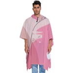Pink Pattern Line Art Texture Minimalist Design Men s Hooded Rain Ponchos