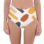 Boho Bohemian Style Design Minimalist Aesthetic Pattern Art Shapes Lines Reversible High-Waist Bikini Bottoms