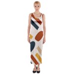Boho Bohemian Style Design Minimalist Aesthetic Pattern Art Shapes Lines Fitted Maxi Dress