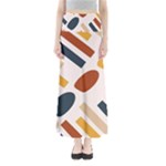Boho Bohemian Style Design Minimalist Aesthetic Pattern Art Shapes Lines Full Length Maxi Skirt