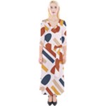 Boho Bohemian Style Design Minimalist Aesthetic Pattern Art Shapes Lines Quarter Sleeve Wrap Maxi Dress