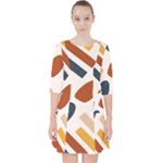 Boho Bohemian Style Design Minimalist Aesthetic Pattern Art Shapes Lines Quarter Sleeve Pocket Dress