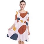Boho Bohemian Style Design Minimalist Aesthetic Pattern Art Shapes Lines Quarter Sleeve Waist Band Dress