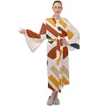 Boho Bohemian Style Design Minimalist Aesthetic Pattern Art Shapes Lines Maxi Velvet Kimono