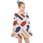 Boho Bohemian Style Design Minimalist Aesthetic Pattern Art Shapes Lines Kids  Long Sleeve Dress
