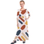 Boho Bohemian Style Design Minimalist Aesthetic Pattern Art Shapes Lines Kids  Quarter Sleeve Maxi Dress