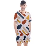 Boho Bohemian Style Design Minimalist Aesthetic Pattern Art Shapes Lines Men s Mesh T-Shirt and Shorts Set