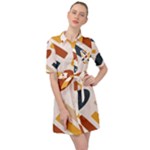 Boho Bohemian Style Design Minimalist Aesthetic Pattern Art Shapes Lines Belted Shirt Dress