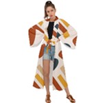 Boho Bohemian Style Design Minimalist Aesthetic Pattern Art Shapes Lines Maxi Kimono