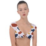 Boho Bohemian Style Design Minimalist Aesthetic Pattern Art Shapes Lines Cap Sleeve Ring Bikini Top
