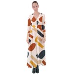 Boho Bohemian Style Design Minimalist Aesthetic Pattern Art Shapes Lines Button Up Maxi Dress