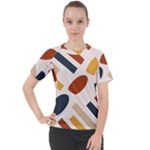 Boho Bohemian Style Design Minimalist Aesthetic Pattern Art Shapes Lines Women s Sport Raglan T-Shirt