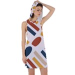 Boho Bohemian Style Design Minimalist Aesthetic Pattern Art Shapes Lines Racer Back Hoodie Dress