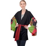 Geisha Red/Green Long Sleeve Velvet Kimono 