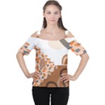 Bohemian Digital Minimalist Boho Style Geometric Abstract Art Cutout Shoulder T-Shirt