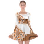 Bohemian Digital Minimalist Boho Style Geometric Abstract Art Long Sleeve Skater Dress