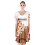 Bohemian Digital Minimalist Boho Style Geometric Abstract Art Short Sleeve V-neck Flare Dress