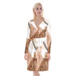 Bohemian Digital Minimalist Boho Style Geometric Abstract Art Long Sleeve Velvet Front Wrap Dress