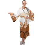 Bohemian Digital Minimalist Boho Style Geometric Abstract Art Maxi Velvet Kimono