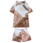 Bohemian Digital Minimalist Boho Style Geometric Abstract Art Kids  Swim T-Shirt and Shorts Set