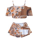 Bohemian Digital Minimalist Boho Style Geometric Abstract Art Kids  Off Shoulder Skirt Bikini