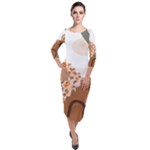 Bohemian Digital Minimalist Boho Style Geometric Abstract Art Quarter Sleeve Midi Velour Bodycon Dress