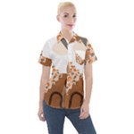 Bohemian Digital Minimalist Boho Style Geometric Abstract Art Women s Short Sleeve Pocket Shirt