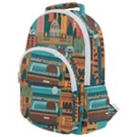 City Painting Town Urban Artwork Rounded Multi Pocket Backpack