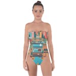 City Painting Town Urban Artwork Tie Back One Piece Swimsuit