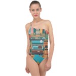City Painting Town Urban Artwork Classic One Shoulder Swimsuit