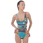 City Painting Town Urban Artwork Side Cut Out Swimsuit