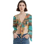 City Painting Town Urban Artwork Trumpet Sleeve Cropped Top