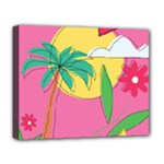 Ocean Watermelon Vibes Summer Surfing Sea Fruits Organic Fresh Beach Nature Deluxe Canvas 20  x 16  (Stretched)