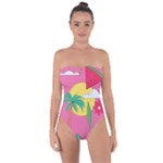 Ocean Watermelon Vibes Summer Surfing Sea Fruits Organic Fresh Beach Nature Tie Back One Piece Swimsuit