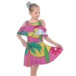 Ocean Watermelon Vibes Summer Surfing Sea Fruits Organic Fresh Beach Nature Kids  Shoulder Cutout Chiffon Dress