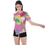 Ocean Watermelon Vibes Summer Surfing Sea Fruits Organic Fresh Beach Nature Asymmetrical Short Sleeve Sports T-Shirt