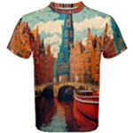 London England Bridge Europe Buildings Architecture Vintage Retro Town City Men s Cotton T-Shirt