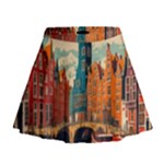 London England Bridge Europe Buildings Architecture Vintage Retro Town City Mini Flare Skirt